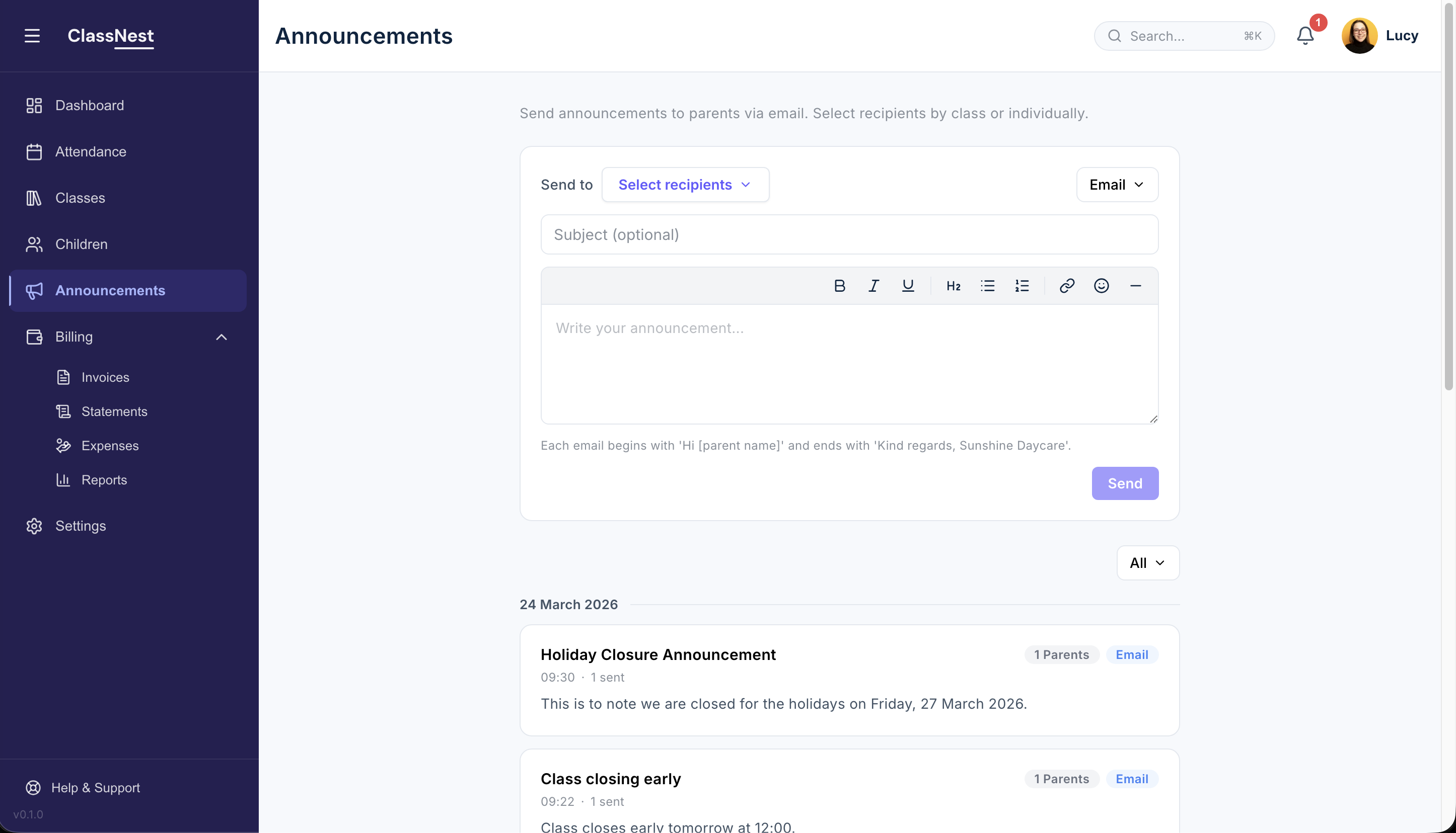 Announcements